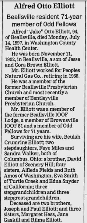 Alfred Otto Elliott obit